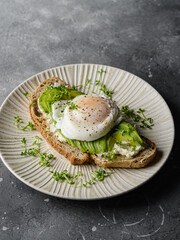 Bruschetta with avocado and poached egg