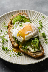 Bruschetta with avocado and poached egg