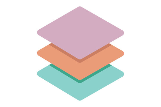 Layer stack illustration. Two, three four and five layers. Layer tier diagram icon . 