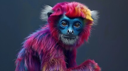 Fototapeta premium 3D model of a multi-colored gibbon