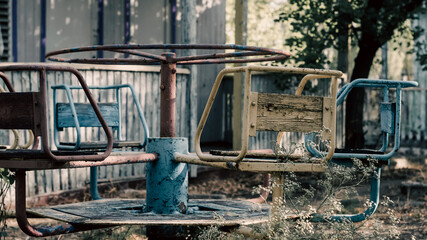 destroyed and burned houses in the city in Ukraine