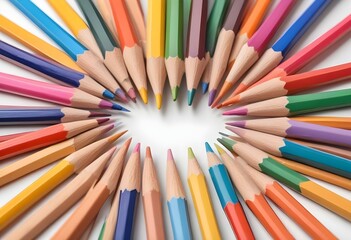 Colour pencils isolated on white background