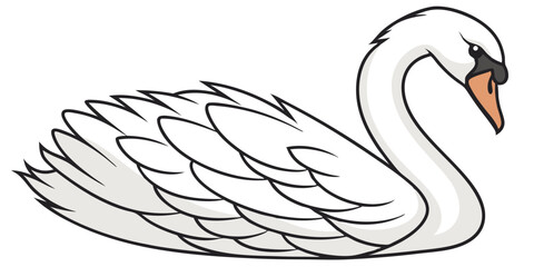 Elegant White Swan Vector Illustration for Nature and Wildlife Designs