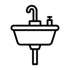 Wash Basin line icon , vector, pixel perfect, illustrator file
