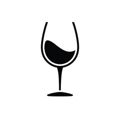 Minimalist Black and White Silhouette of a Wine Glass with Liquid Inside