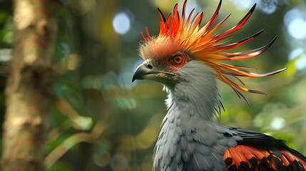 Fototapeta premium 3D model of a multi-colored secretary bird