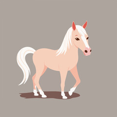 Cartoon horse walking on gray background  