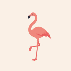 Fototapeta premium Pink flamingo standing gracefully against a soft background 