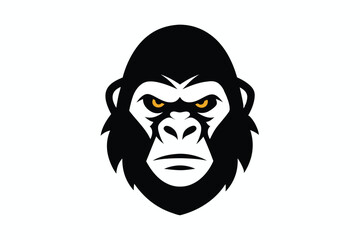 gorilla hed logo vector art illustration