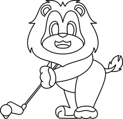 Lion Golf Golf clubs Animal Vector Graphic Art Illustration