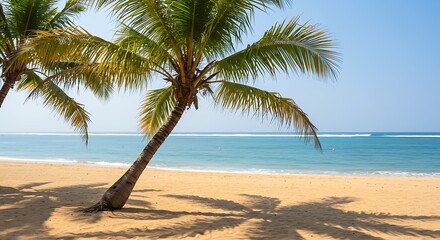 Obraz premium Palm-Kissed Shores: Tropical Serenity AI Generated