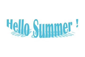夏の訪れを祝福する、Hello Summer（ハローサマー）の文字の、シンプルなロゴマーク（ベクター素材）
