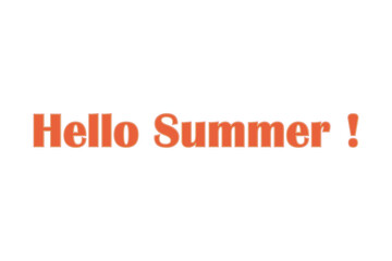 夏の訪れを祝福する、Hello Summer（ハローサマー）の文字の、シンプルなロゴマーク（ベクター素材）
