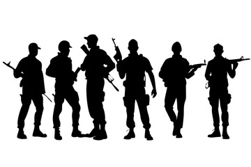 Fototapeta premium silhouettes of soldiers