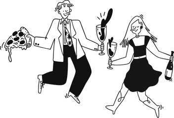 man and woman with a suitcase are dancing