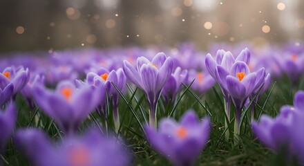 Fototapeta premium Crocus Bloom: A Springtime Reverie AI Generated