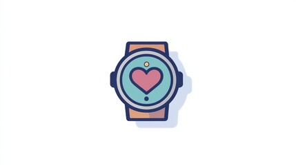 Fototapeta premium Colorful Smartwatch Design with Heart Icon on White Background