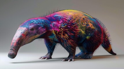 Obraz premium 3D model of a multi-colored anteater