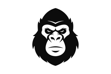 gorilla hed logo vector art illustration