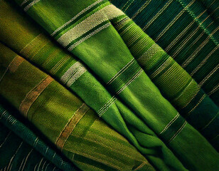 Woven Elegance Of A Traditional Saudi Sadu Fabric in Vivid Green