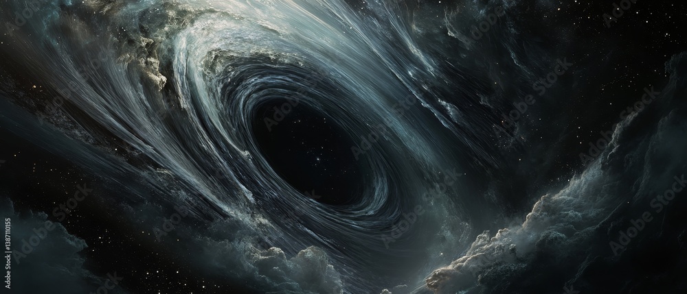 Wall mural abstract dark swirling vortex with light and shadow creating a