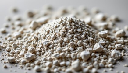 Ground Limestone Generate an image of ground limestone dust, capturing its soft yet gritty appearance.