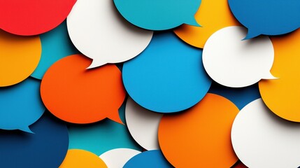 Colorful abstract background featuring vibrant speech bubbles in various sizes and colors creating a dynamic visual impact suitable for wallpapers or posters