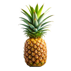 Ripe Pineapple With Green Leaves Isolated On white Background Studio Shot