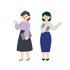 案内のジェスチャーをする女性