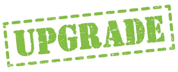 Fototapeta premium UPGRADE text written on green stamp sign.