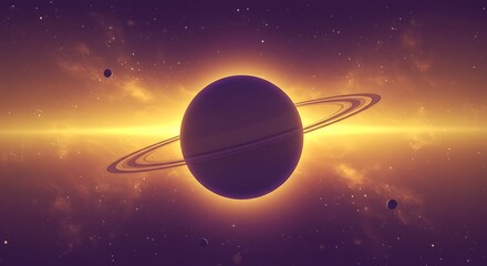 Fototapeta premium Cosmic Ring: A Digital Planet AI Generated