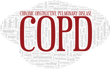 COPD Chronic Obstructive Pulmonary Disease word cloud conceptual design isolated on white background.