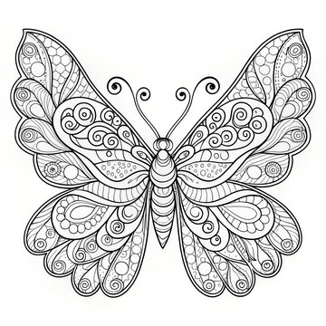 Intricate Zentangle Butterfly Coloring Page