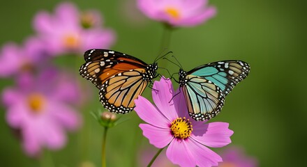 Obraz premium Butterfly Ballet: A Moment of Harmony AI Generated