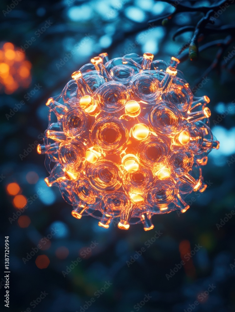 Aufkleber highly detailed 3d illustration of adeno-associated virus with intricate surface features and biolum