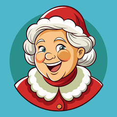 Mrs Claus Smile Vector Illustration – Cute Cartoon Clipart & Line Art Design