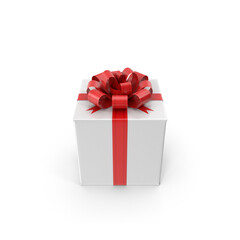 White Gift Box with Red Ribbon