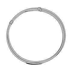 Outline vector illustration, minimalist design circular wire frame, knot detail.