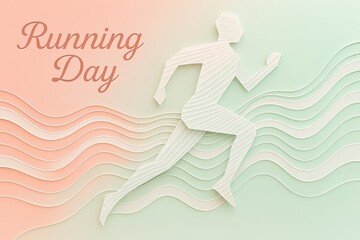 Runner's Day: An energetic yet graceful horizontal composition capturing the flow of motion: an abstract runner mid-stride