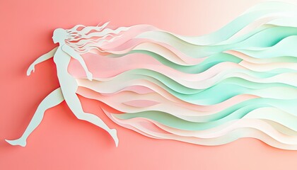 Runner's Day: An energetic yet graceful horizontal composition capturing the flow of motion: an abstract runner mid-stride