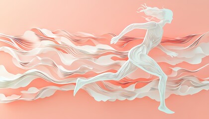 Runner's Day: An energetic yet graceful horizontal composition capturing the flow of motion: an abstract runner mid-stride