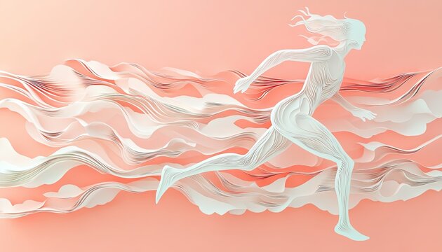 Runner's Day: An energetic yet graceful horizontal composition capturing the flow of motion: an abstract runner mid-stride - Powered by Adobe