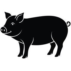 Fototapeta premium Pig vector silhouette Single collection 