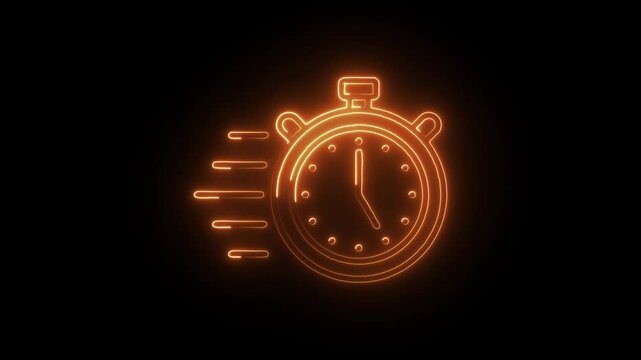 Glowing neon fast response icon isolated on black background. HD Video motion graphic animation