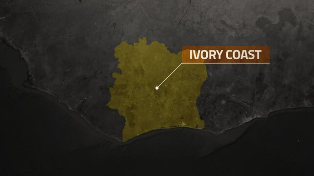 Ivory Coast VOX Style Map Animation in 4K UHD Highlighting Coastal and Urban Geography