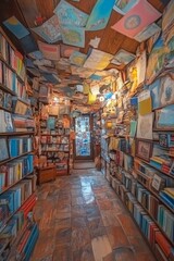 Fototapeta premium Interior view of a bookstore with books on shelves and