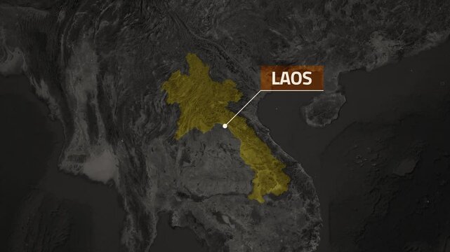 Laos VOX Style Map Animation in 4K UHD Featuring Mekong River and Scenic Landscapes