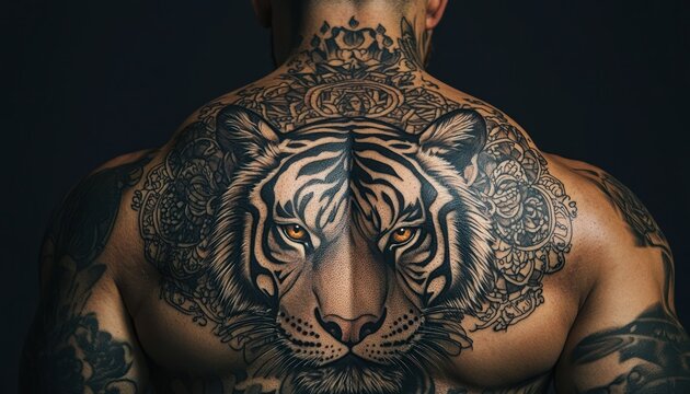 Intricate tiger back tattoo art showcasing strength and detailed artistry