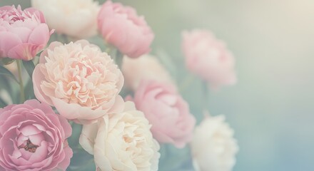Obraz premium Pastel Peonies: A Soft Focus Bloom AI Generated