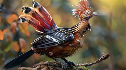 3D model of a multi-colored hoatzin